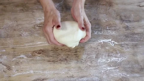 Cook hands making pizza dough and preparing Stock Footage 131234672