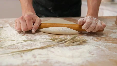Cook Hands Rolling Pin For Dough Stock-Footage 273499586