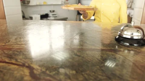 Cook has ordered a pizza, rings the bell Stock Footage 130851896