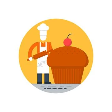 Cook with hat and cake Stock Illustration