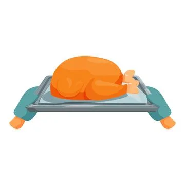 Cook holding roasted turkey on baking sheet, traditional festive dish Illustrazione stock