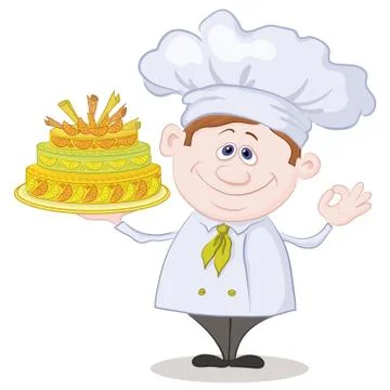 Cook with holiday cake Stock Illustration