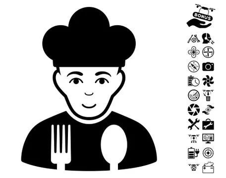 Cook Icon With Copter Tools Bonus Illustrazione stock
