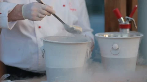Cook impose nitrogen icecream Stock Footage 67175055