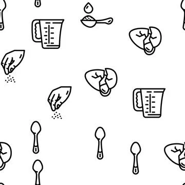 Cook Instruction For Prepare Food Vector Seamless Pattern Illustrazione stock
