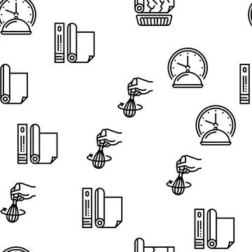 Cook Instruction For Prepare Meal Vector Seamless Pattern Illustrazione stock