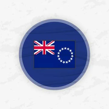 Cook Islander Flag in a Circular Emblem Design, Abstract Round Sticker Illu.. Stock Illustration