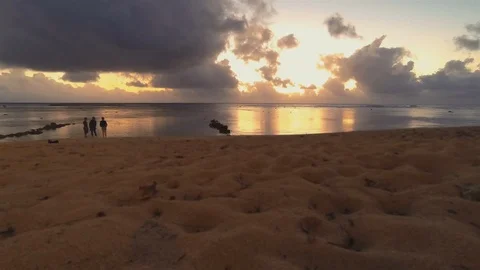 Cook Islands Beach TimeLapse Of Cloudy Sky And People Talking Watching Sunset Stock Footage 110261730