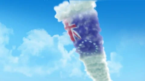 Cook Islands Flag 3D Render Animation Created with Colored Smoke Trails by A 動画素材 332305533