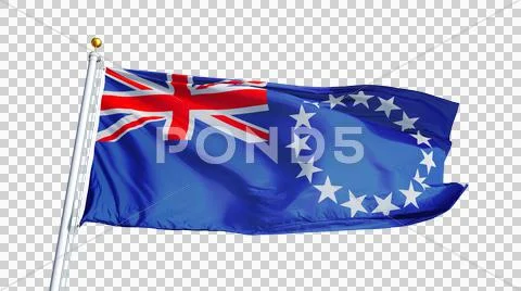 Cook Islands flag, close up, isolated with alpha channel Stock Photos