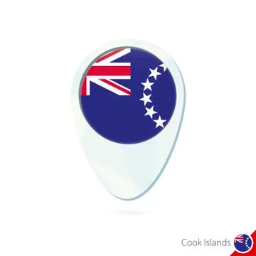 Cook Islands flag location map pin icon on white background. Stock Illustration