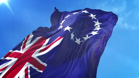 Cook Islands Flag Low Angle View Stock Footage 295688375