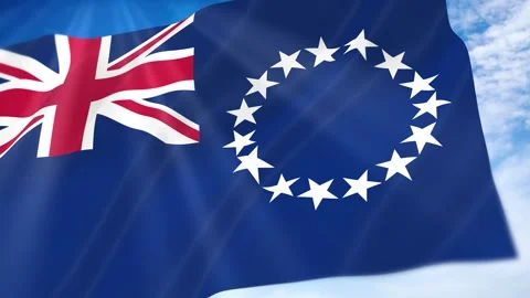 Cook Islands Flag Seamless Loop 4k 60fps on Sky Background Stock Footage 341671893