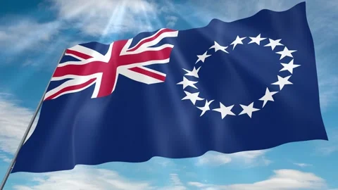 Cook Islands Flag Seamless Loop 4k 60fps on Sky Background Stock Footage 341755950