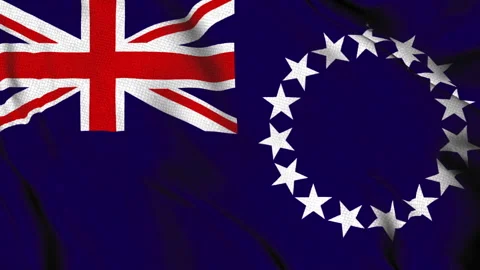 Cook Islands Flag with Union Jack and Star Circle Stock Footage 314393558