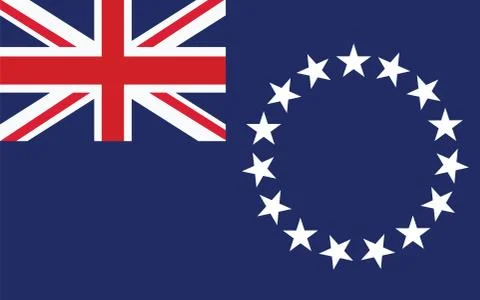 Cook Islands flag vector graphic. Rectangle Cook Islander flag illustration.  Stock Illustration