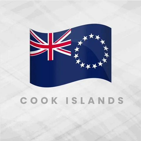 Cook Islands Flag Waving 3D Vector; Blue Ensign with Fifteen White Stars in.. Stock Footage 330951577