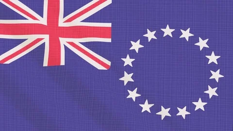 Cook Islands flag waving in the wind. Icon in the frame. Animation loop Stock Footage 83798288