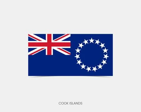 Cook Islands Rectangle flag icon with shadow. Stock Illustration