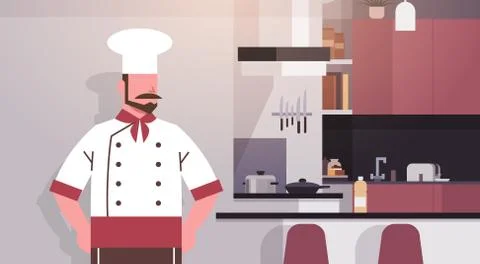Cook In Kitchen Chef Professional Restaurant Worker Stock Illustration