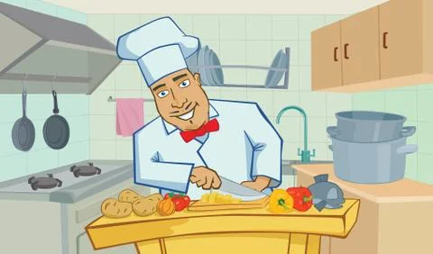 Cook in the kitchen Stock Illustration