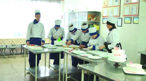 Cook in Kitchen Making Sweets 7 Stock Footage 34522751