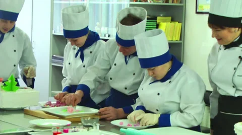 Cook in Kitchen Making Sweets 8 Stock Footage 34522716