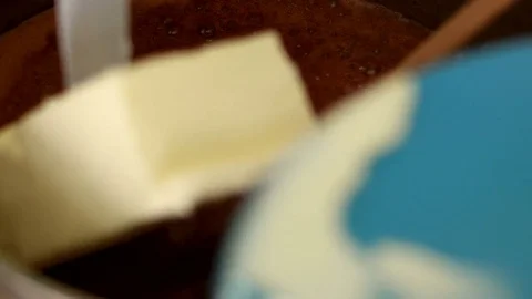 Cook is in the Kitchen Preparing a Cake Stock Footage 75590684