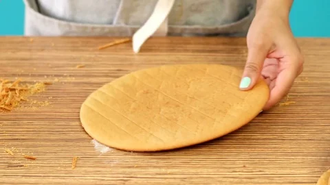 Cook is in the Kitchen Preparing a Cake Stock Footage 75592154