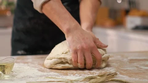 Cook kneading Raw Dough Stock-Footage 273499700
