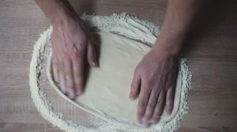 Cook makes a basis for pizza Stock Footage 61413952