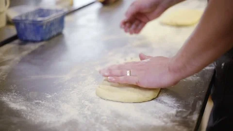 Cook makes a great cake dough for rolls Stock Footage 69937236