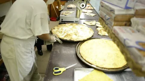 Cook makes pizza Stock Footage 12568535