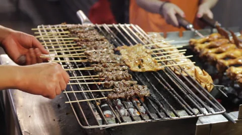 The cook is making а barbecue Stock Footage 1013762