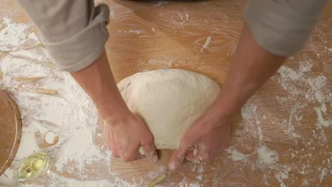 Cook Man Hands Raw Dough Stock-Footage 273499674