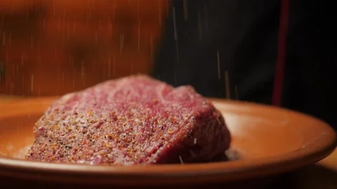 The cook marinated  raw meat Video stock 158852135