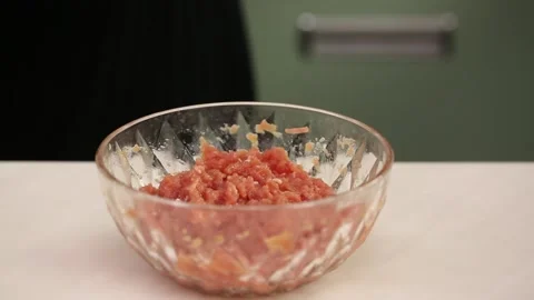 Cook mixed meat stuffing and pork stuffing (6) Stock Footage 202162918