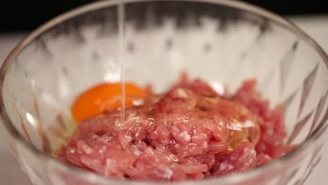 Cook mixed meat stuffing and pork stuffing (3) Stock Footage 202162923