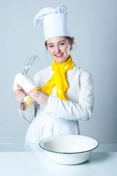 Cook with mixer Stock Photos