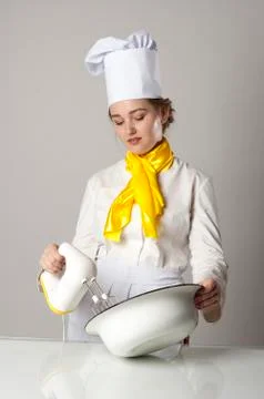 Cook with mixer Stock Photos