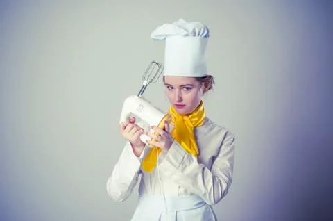 Cook with mixer Stock Photos