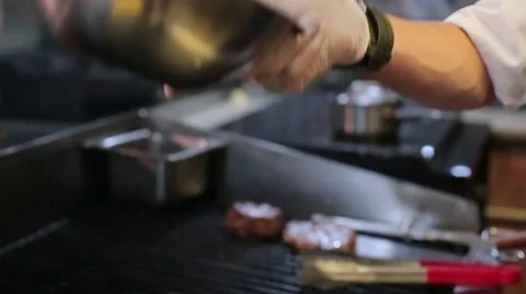 Cook mixing vegetables for salad Stock Footage 67862946