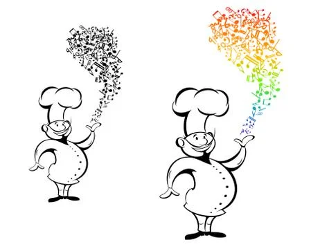 Cook with musical notes Stock Illustration