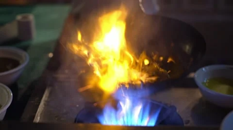 Cook noodles roasting on the fire Stock Footage 49404934