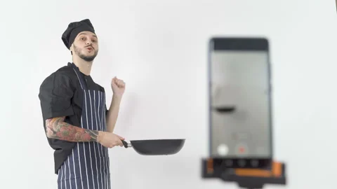 Cook online cooking lessons Stock Footage 143636698