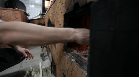 Cook in the oven melts fire Stock Footage 44230452