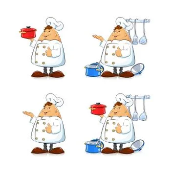 Cook with pan and tableware Stock Illustration