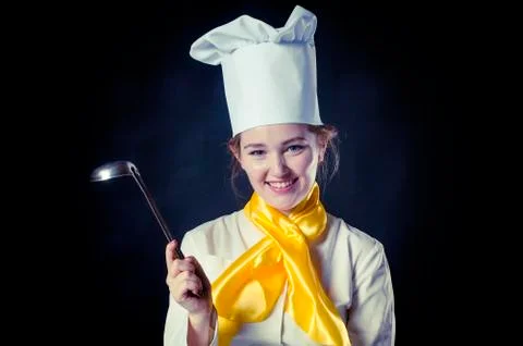 Cook with pan Stock Photos