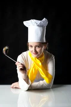 Cook with pan Stock Photos