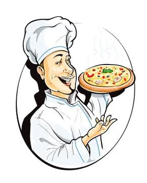 Cook with pizza Stock Illustration